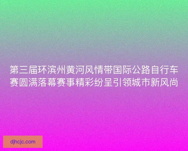 第三届环滨州黄河风情带国际公路自行车赛圆满落幕赛事精彩纷呈引领城市新风尚